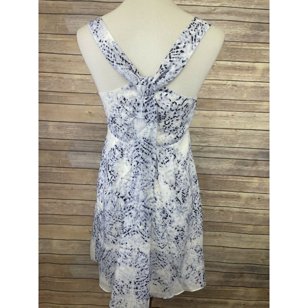 Jessica Simpson Size 4 Dress Blue White Pleated Lined Size Zip Faux Wrap Style - Picture 6 of 11